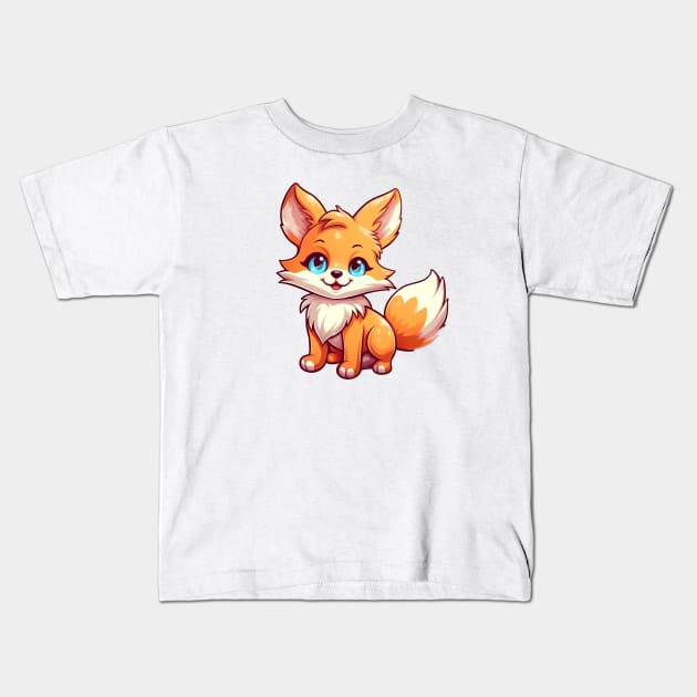 cute and mischievous fox with a fluffy tail Kids T-Shirt by Ginstore